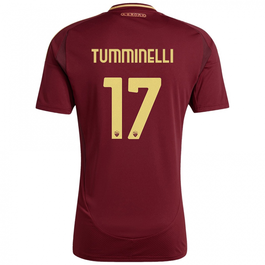 Gyermek Gianmarco Tumminelli #17 Vörös Barna Arany Hazai Jersey 2024/25 Mez Póló Ing