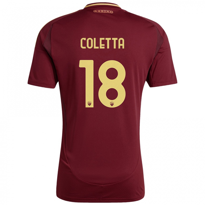 Gyermek Federico Coletta #18 Vörös Barna Arany Hazai Jersey 2024/25 Mez Póló Ing