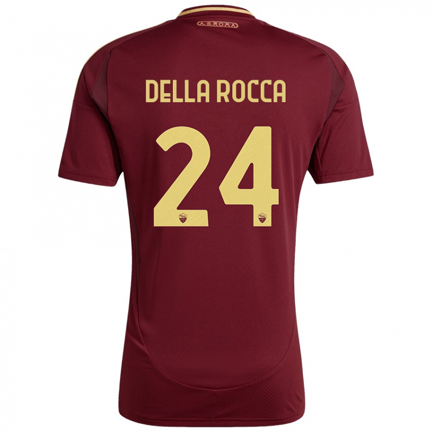 Gyermek Mattia Della Rocca #24 Vörös Barna Arany Hazai Jersey 2024/25 Mez Póló Ing