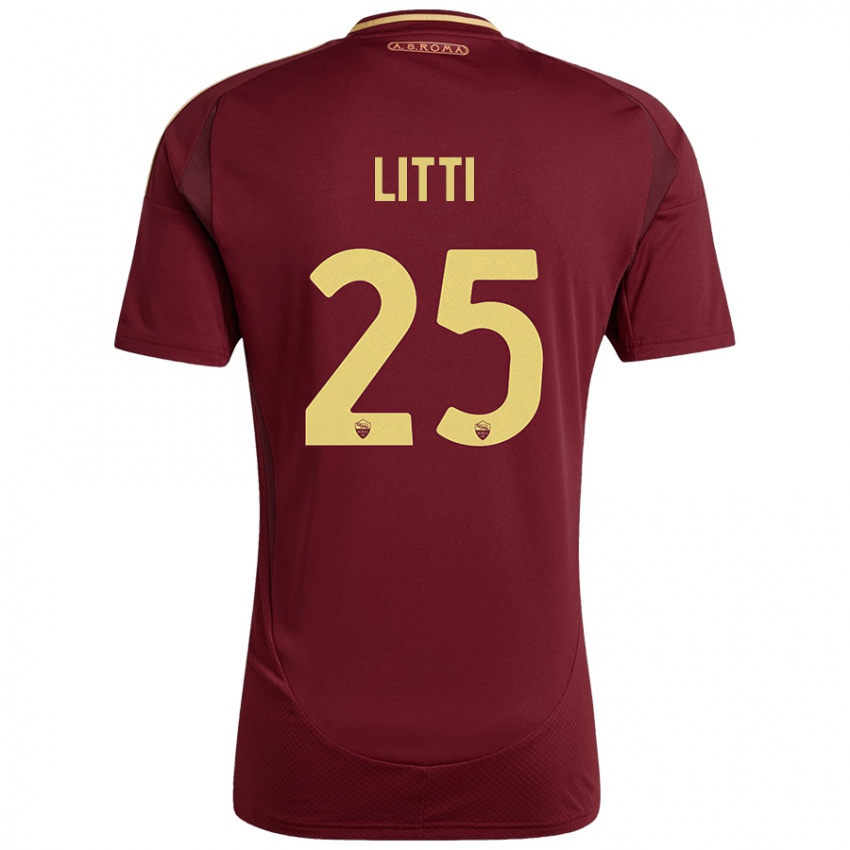 Gyermek Marco Litti #25 Vörös Barna Arany Hazai Jersey 2024/25 Mez Póló Ing