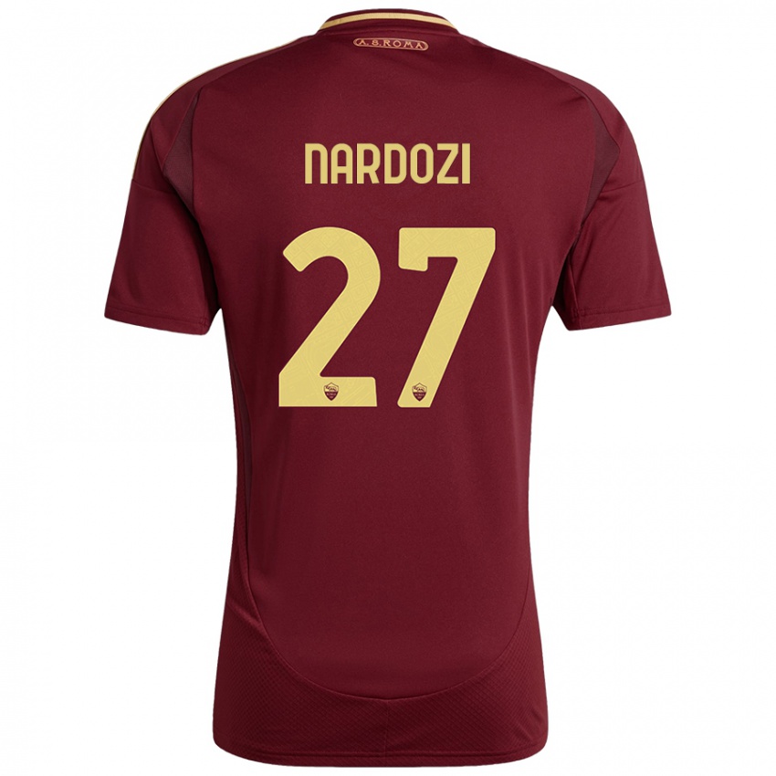 Gyermek Manuel Nardozi #27 Vörös Barna Arany Hazai Jersey 2024/25 Mez Póló Ing