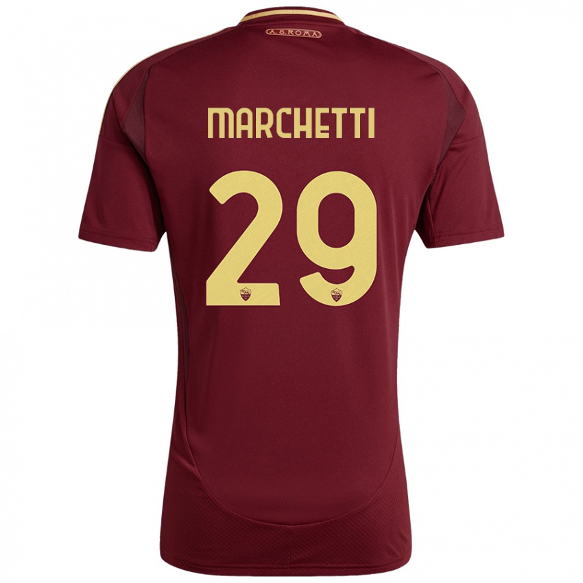 Gyermek Tommaso Marchetti #29 Vörös Barna Arany Hazai Jersey 2024/25 Mez Póló Ing