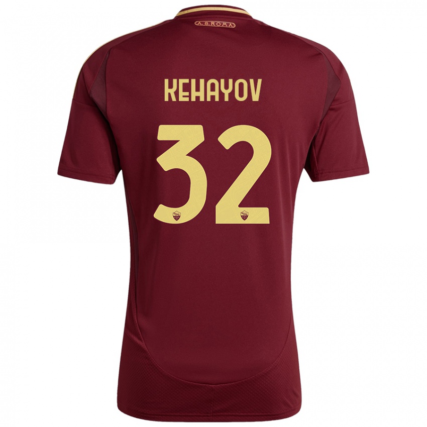 Gyermek Atanas Kehayov #32 Vörös Barna Arany Hazai Jersey 2024/25 Mez Póló Ing