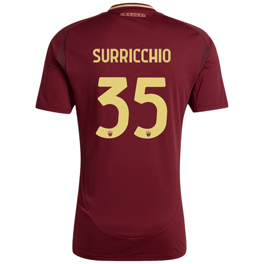 Gyermek Jacopo Surricchio #35 Vörös Barna Arany Hazai Jersey 2024/25 Mez Póló Ing