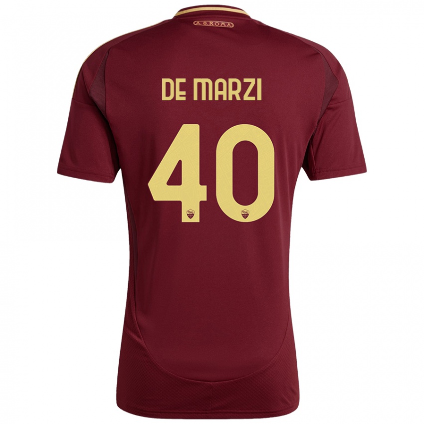 Gyermek Giorgio De Marzi #40 Vörös Barna Arany Hazai Jersey 2024/25 Mez Póló Ing