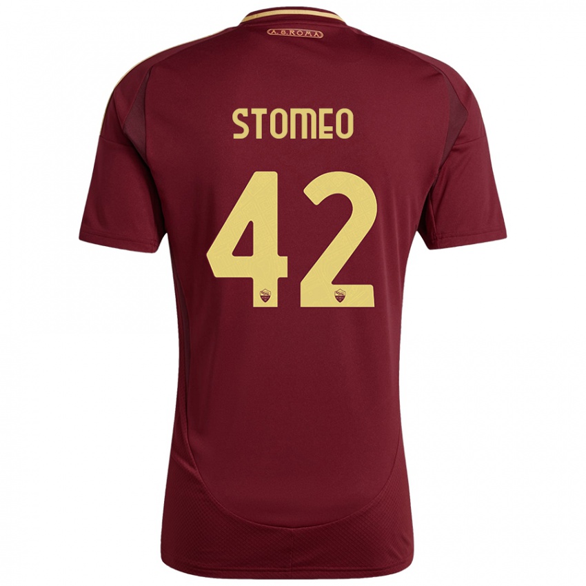 Gyermek Giorgio Stomeo #42 Vörös Barna Arany Hazai Jersey 2024/25 Mez Póló Ing