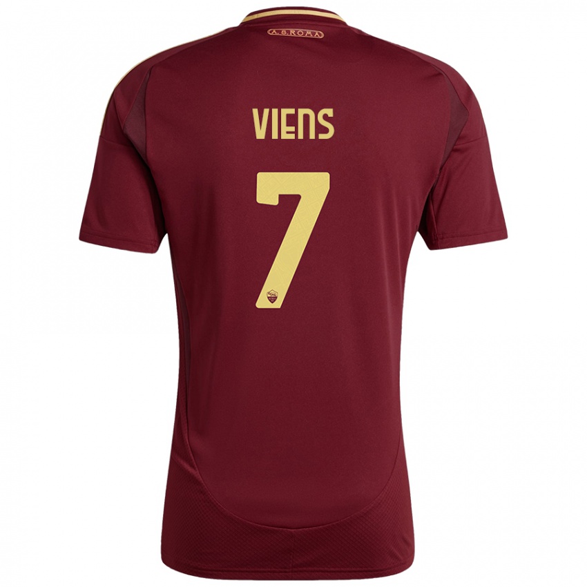 Gyermek Evelyne Viens #7 Vörös Barna Arany Hazai Jersey 2024/25 Mez Póló Ing