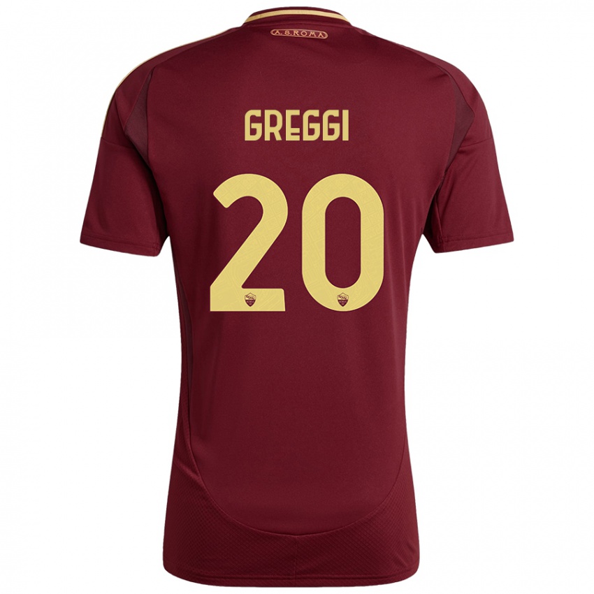 Gyermek Giada Greggi #20 Vörös Barna Arany Hazai Jersey 2024/25 Mez Póló Ing