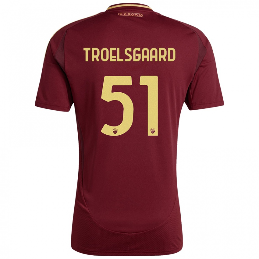 Gyermek Sanne Troelsgaard #51 Vörös Barna Arany Hazai Jersey 2024/25 Mez Póló Ing