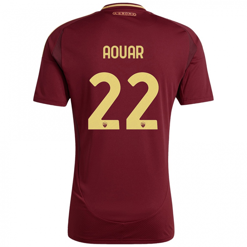 Gyermek Houssem Aouar #22 Vörös Barna Arany Hazai Jersey 2024/25 Mez Póló Ing