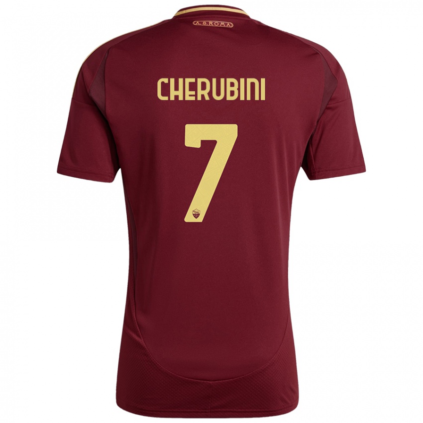 Gyermek Luigi Cherubini #7 Vörös Barna Arany Hazai Jersey 2024/25 Mez Póló Ing