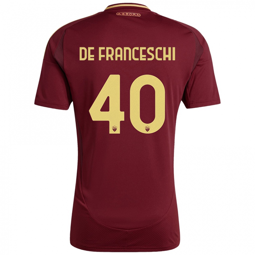 Gyermek Leonardo De Franceschi #40 Vörös Barna Arany Hazai Jersey 2024/25 Mez Póló Ing