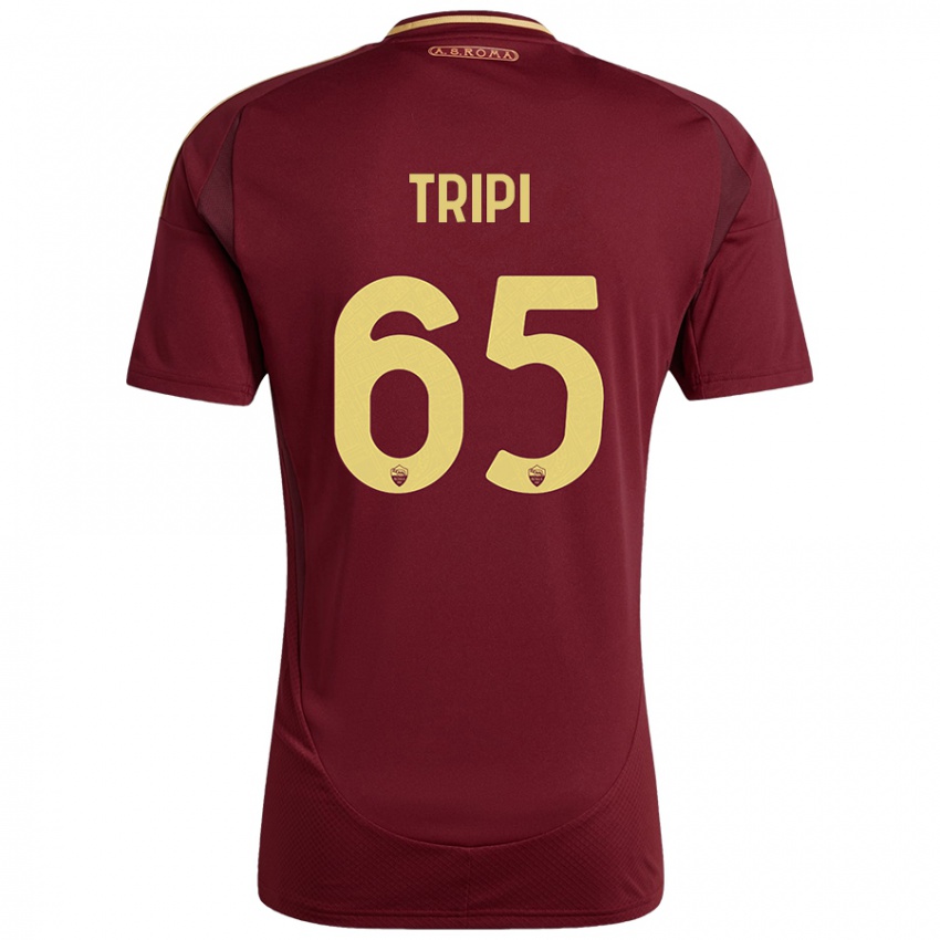 Gyermek Filippo Tripi #65 Vörös Barna Arany Hazai Jersey 2024/25 Mez Póló Ing