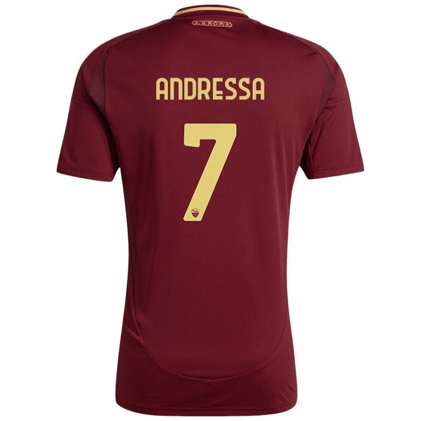 Gyermek Andressa #7 Vörös Barna Arany Hazai Jersey 2024/25 Mez Póló Ing