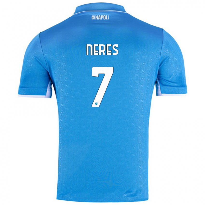 Gyermek David Neres #7 Ég Kék Hazai Jersey 2024/25 Mez Póló Ing