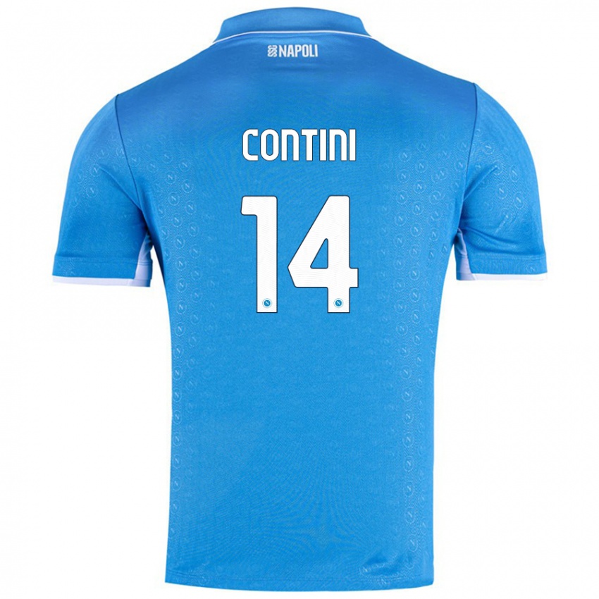 Gyermek Nikita Contini #14 Ég Kék Hazai Jersey 2024/25 Mez Póló Ing