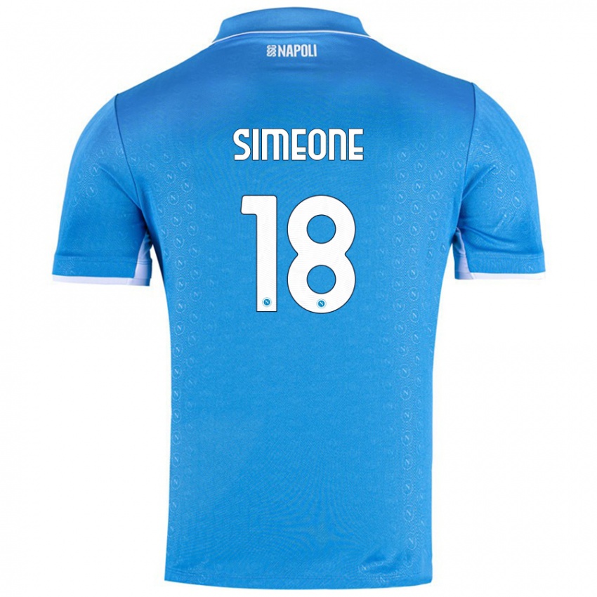 Gyermek Giovanni Simeone #18 Ég Kék Hazai Jersey 2024/25 Mez Póló Ing