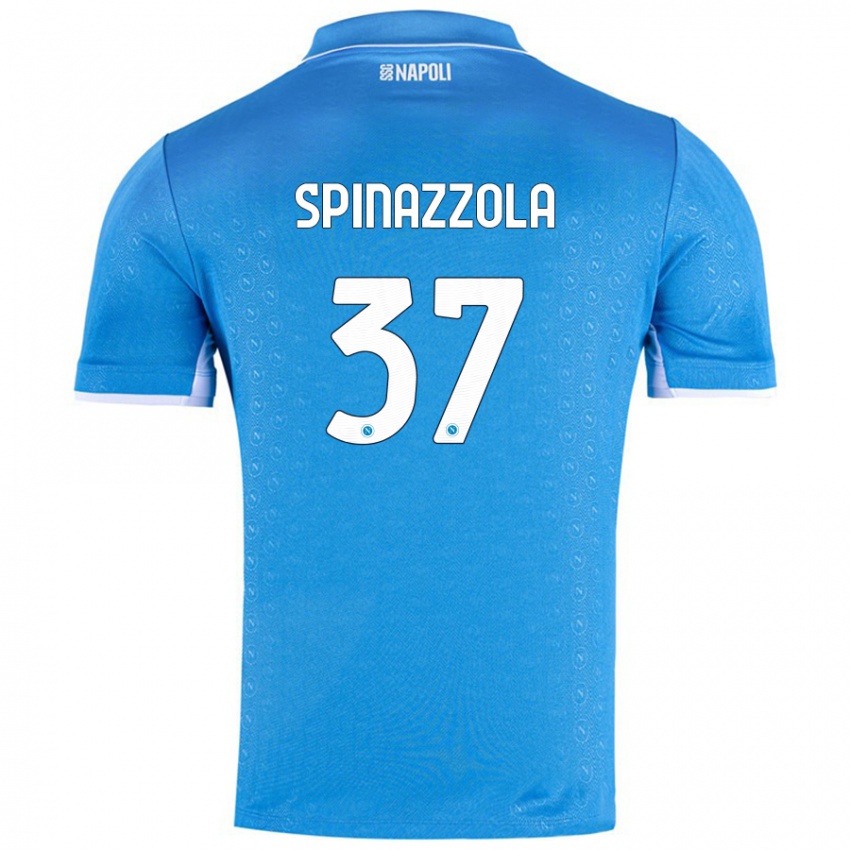 Gyermek Leonardo Spinazzola #37 Ég Kék Hazai Jersey 2024/25 Mez Póló Ing