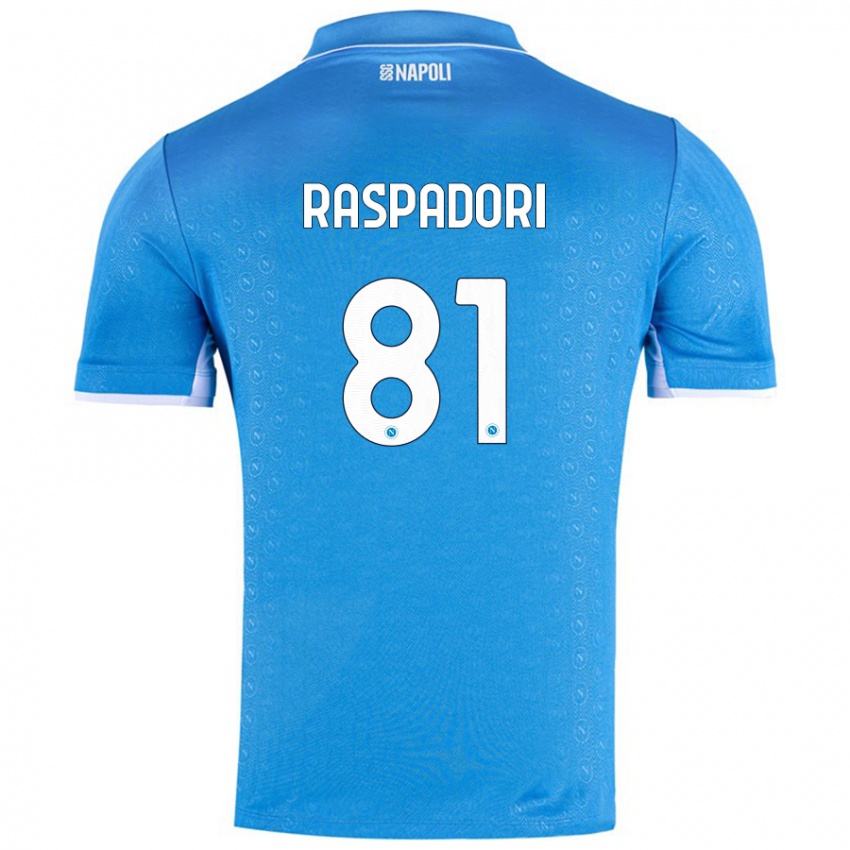 Gyermek Giacomo Raspadori #81 Ég Kék Hazai Jersey 2024/25 Mez Póló Ing