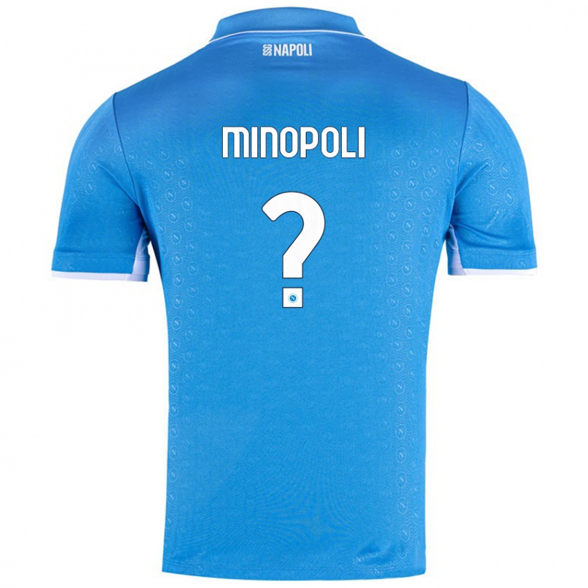 Gyermek Francesco Minopoli #0 Ég Kék Hazai Jersey 2024/25 Mez Póló Ing