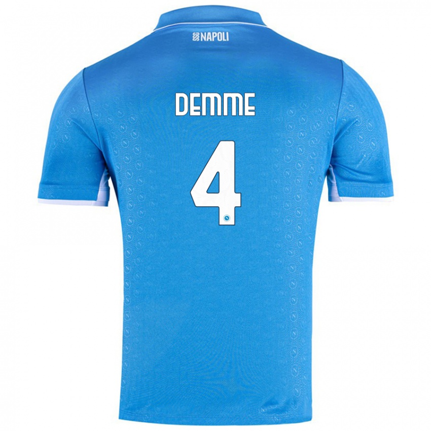 Gyermek Diego Demme #4 Ég Kék Hazai Jersey 2024/25 Mez Póló Ing