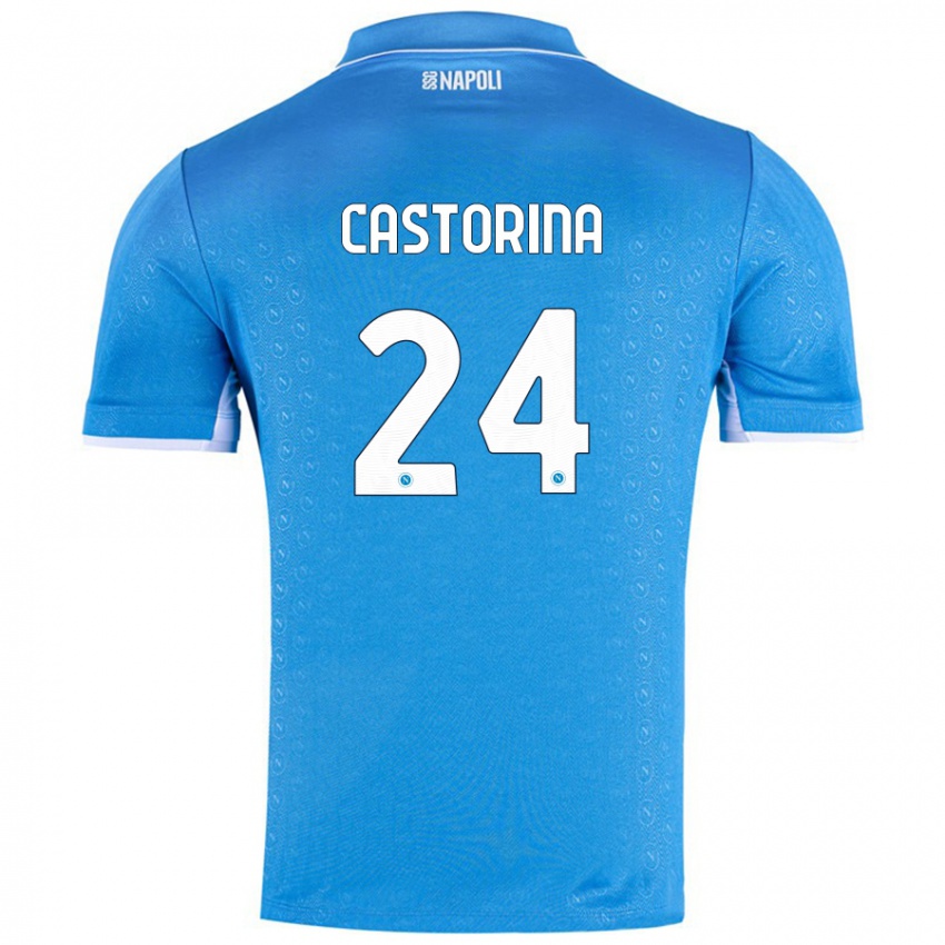 Gyermek Alessandro Castorina #24 Ég Kék Hazai Jersey 2024/25 Mez Póló Ing