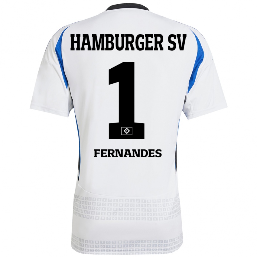 Gyermek Daniel Heuer Fernandes #1 Fehér Kék Hazai Jersey 2024/25 Mez Póló Ing