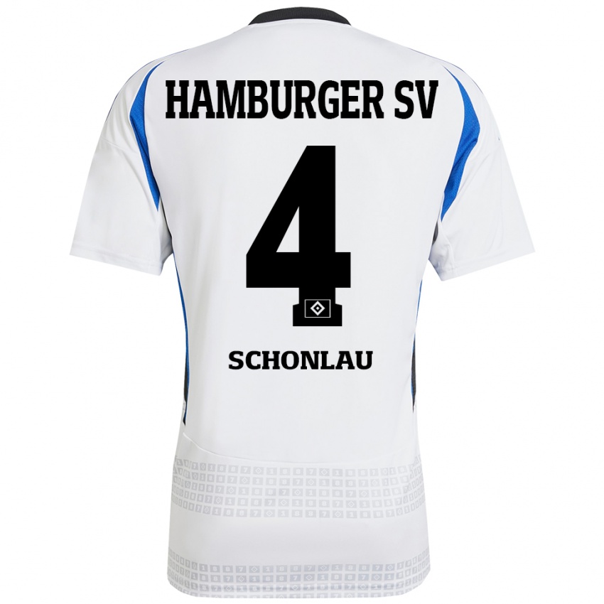 Gyermek Sebastian Schonlau #4 Fehér Kék Hazai Jersey 2024/25 Mez Póló Ing