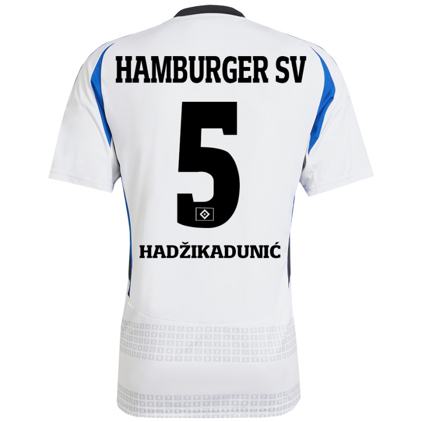 Gyermek Dennis Hadzikadunic #5 Fehér Kék Hazai Jersey 2024/25 Mez Póló Ing