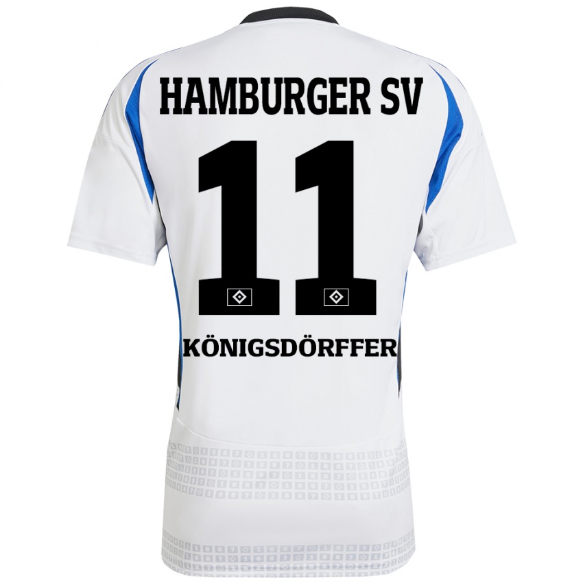 Gyermek Ransford Königsdörffer #11 Fehér Kék Hazai Jersey 2024/25 Mez Póló Ing