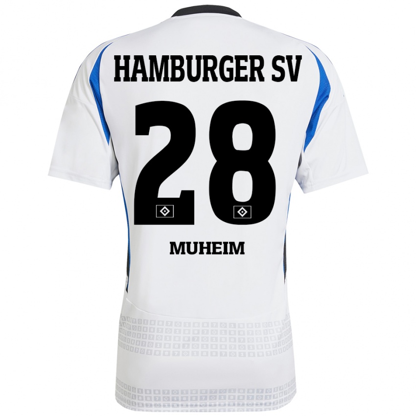 Gyermek Miro Muheim #28 Fehér Kék Hazai Jersey 2024/25 Mez Póló Ing