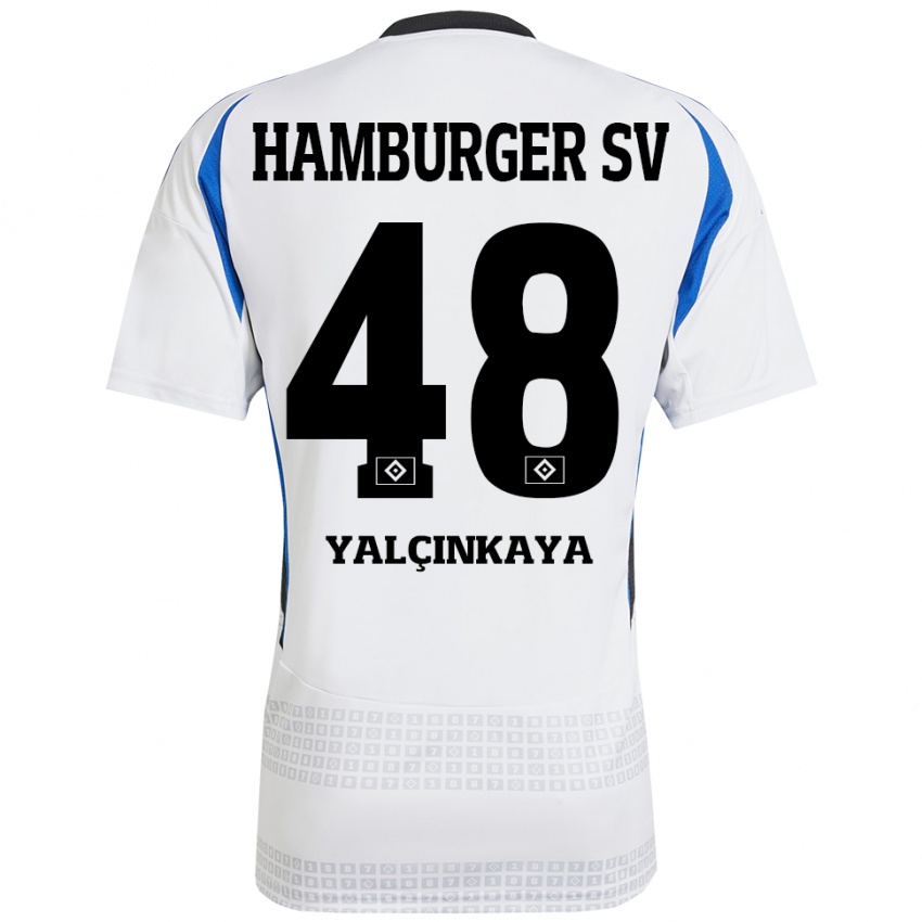 Gyermek Bilal Yalcinkaya #48 Fehér Kék Hazai Jersey 2024/25 Mez Póló Ing