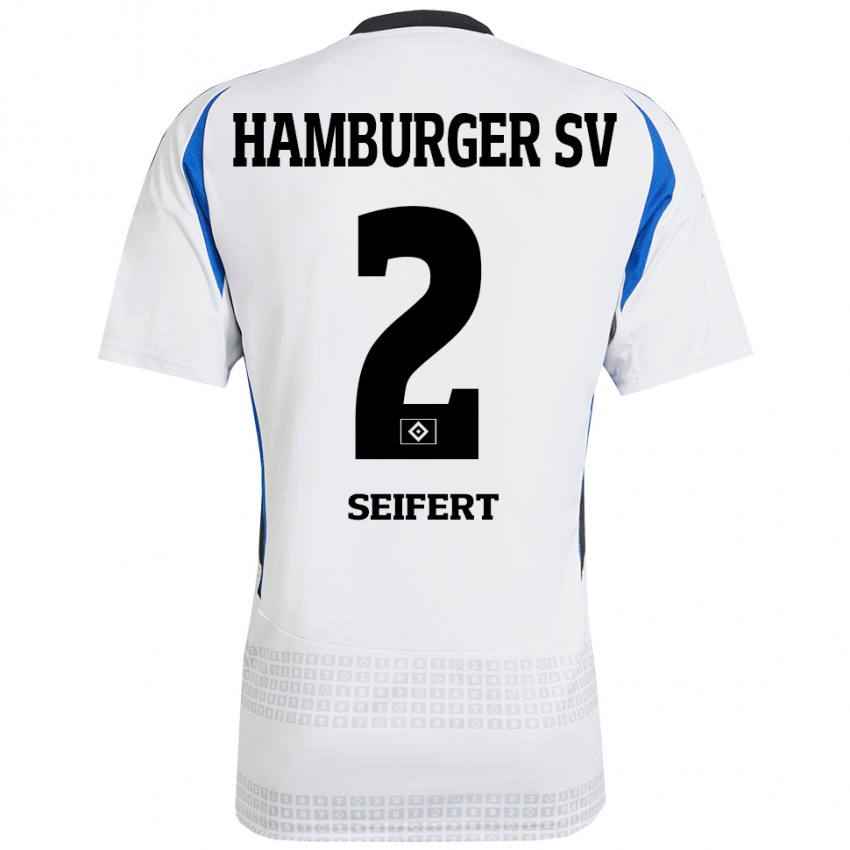 Gyermek Luis Seifert #2 Fehér Kék Hazai Jersey 2024/25 Mez Póló Ing