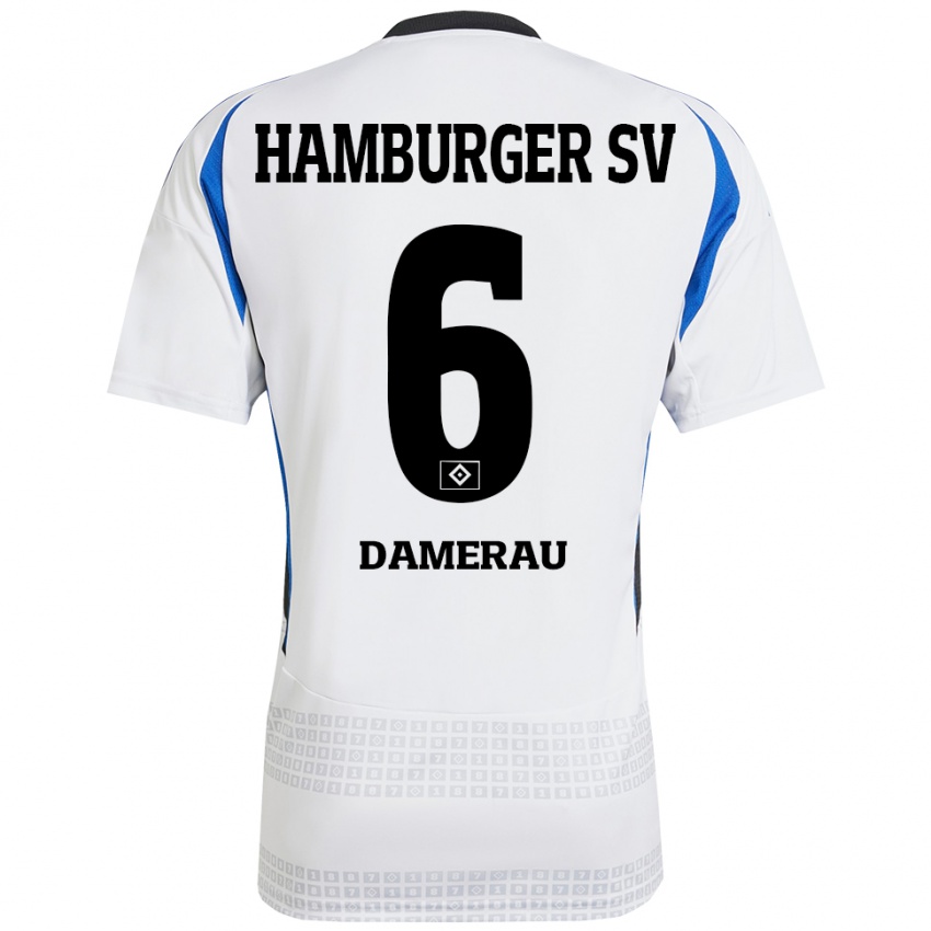 Gyermek Alexander Werner Damerau #6 Fehér Kék Hazai Jersey 2024/25 Mez Póló Ing