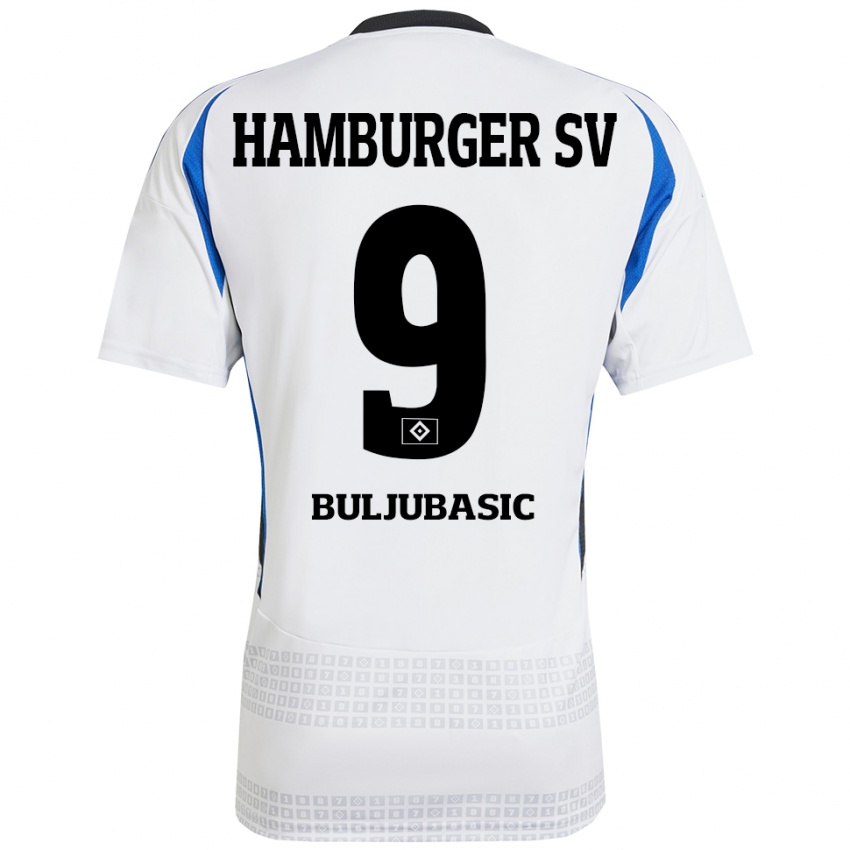 Gyermek Amer Buljubasic #9 Fehér Kék Hazai Jersey 2024/25 Mez Póló Ing