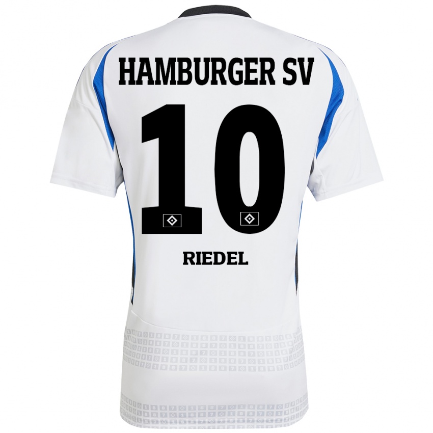 Gyermek Arnaud Riedel #10 Fehér Kék Hazai Jersey 2024/25 Mez Póló Ing