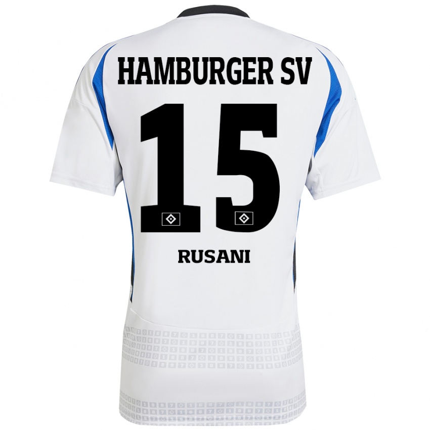 Gyermek Yasin Rusani #15 Fehér Kék Hazai Jersey 2024/25 Mez Póló Ing