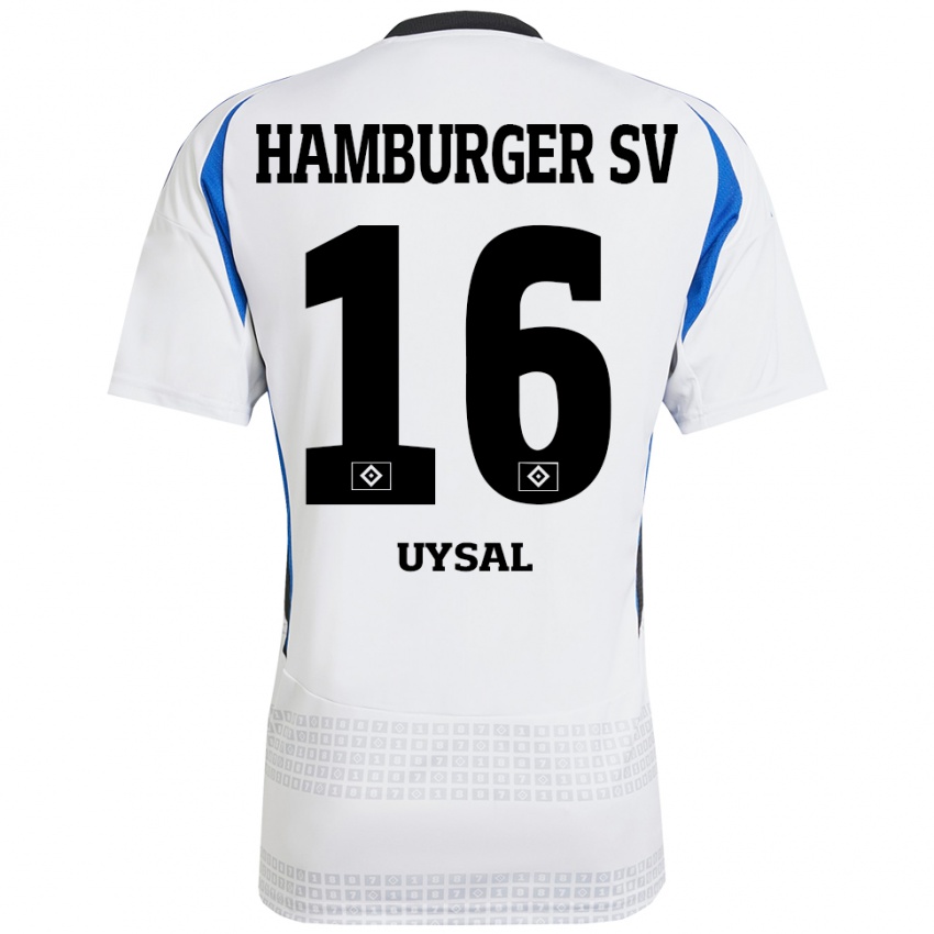 Gyermek Samed Uysal #16 Fehér Kék Hazai Jersey 2024/25 Mez Póló Ing