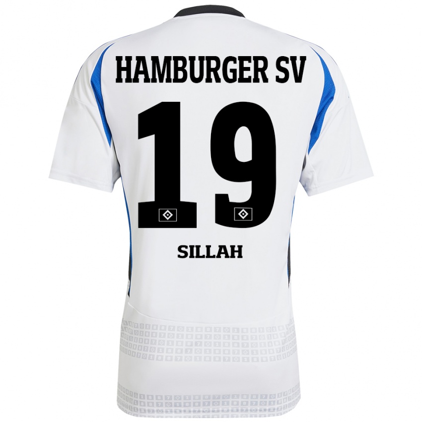 Gyermek Omar Sillah #19 Fehér Kék Hazai Jersey 2024/25 Mez Póló Ing