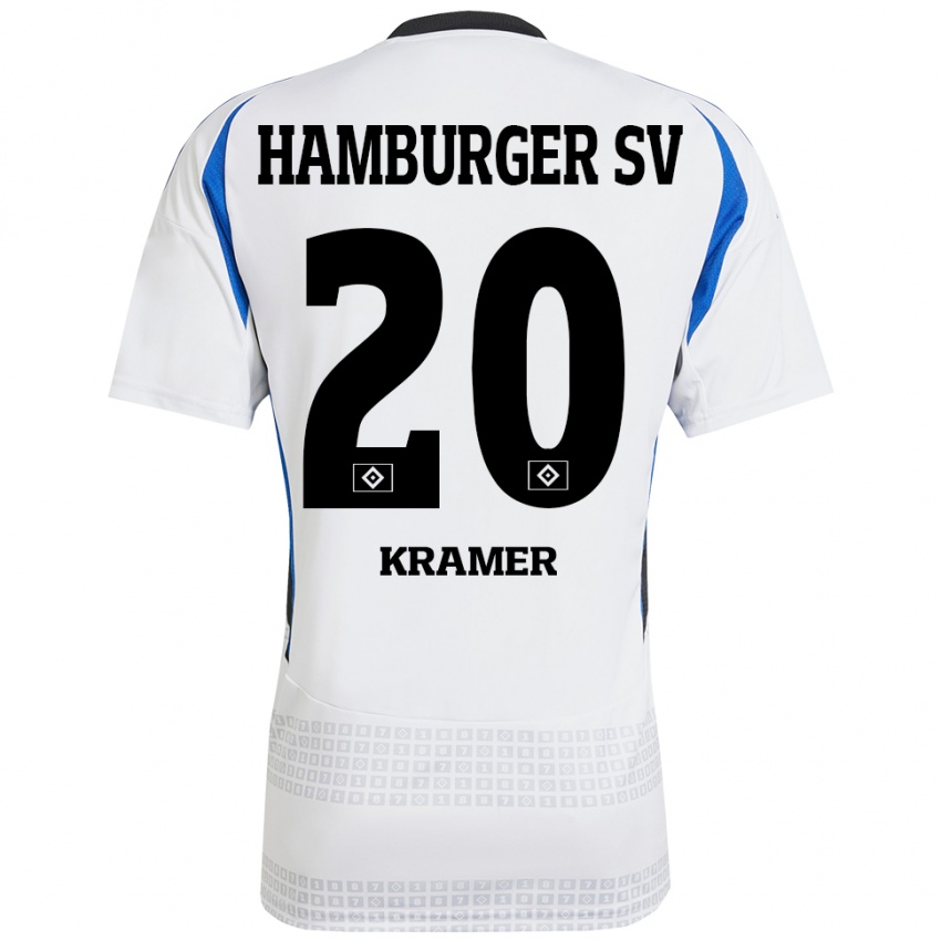 Gyermek Timon Kramer #20 Fehér Kék Hazai Jersey 2024/25 Mez Póló Ing