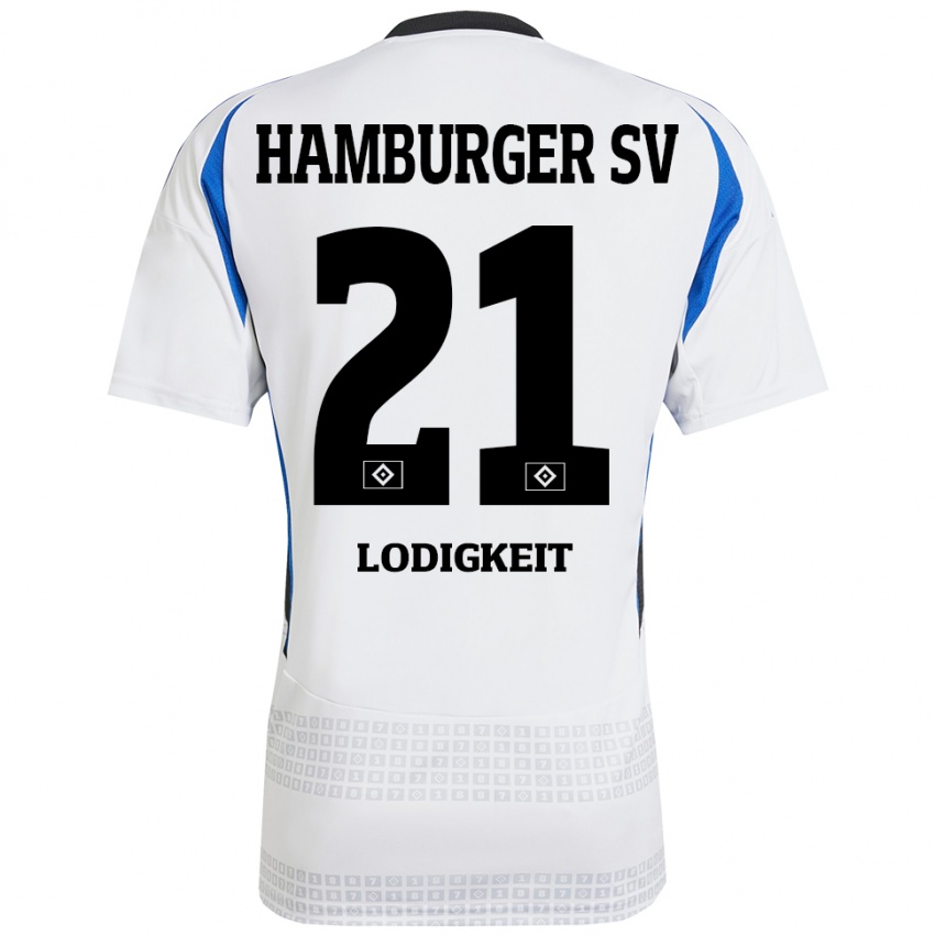 Gyermek Luis Lodigkeit #21 Fehér Kék Hazai Jersey 2024/25 Mez Póló Ing