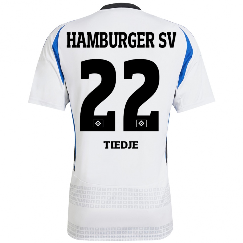 Gyermek Patrick Tiedje #22 Fehér Kék Hazai Jersey 2024/25 Mez Póló Ing