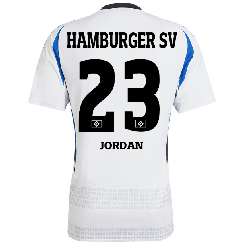 Gyermek Dominik Jordan #23 Fehér Kék Hazai Jersey 2024/25 Mez Póló Ing