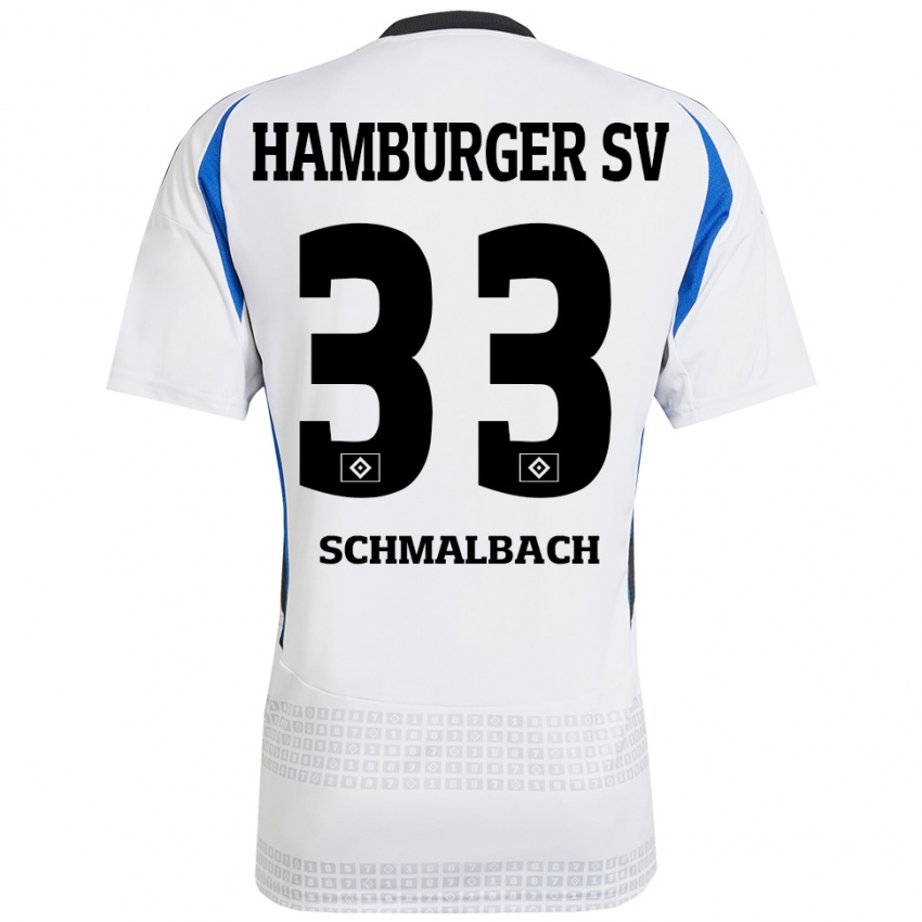 Gyermek Sebastian Schmalbach #33 Fehér Kék Hazai Jersey 2024/25 Mez Póló Ing