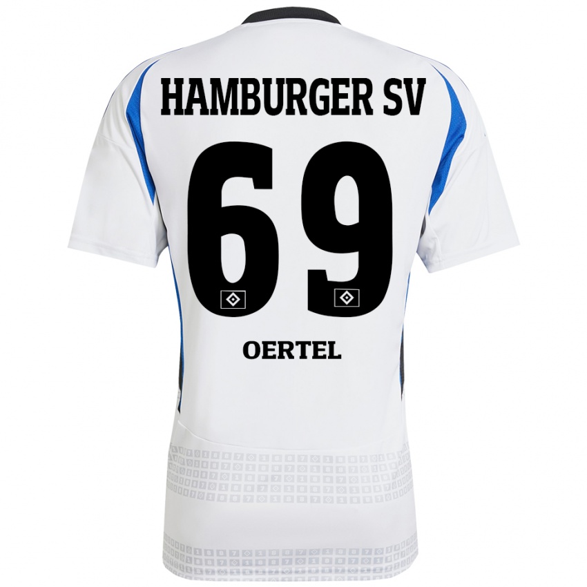 Gyermek Jan Oertel #69 Fehér Kék Hazai Jersey 2024/25 Mez Póló Ing