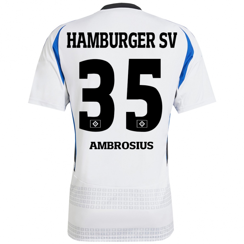 Gyermek Stephan Ambrosius #35 Fehér Kék Hazai Jersey 2024/25 Mez Póló Ing