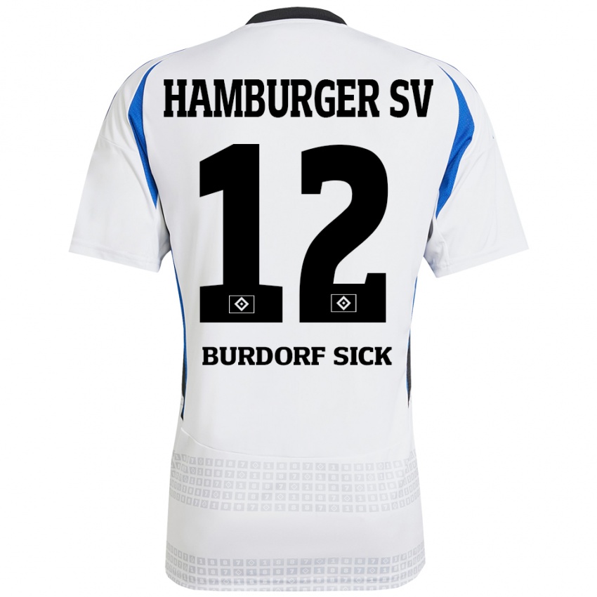 Gyermek Emma Burdorf-Sick #12 Fehér Kék Hazai Jersey 2024/25 Mez Póló Ing