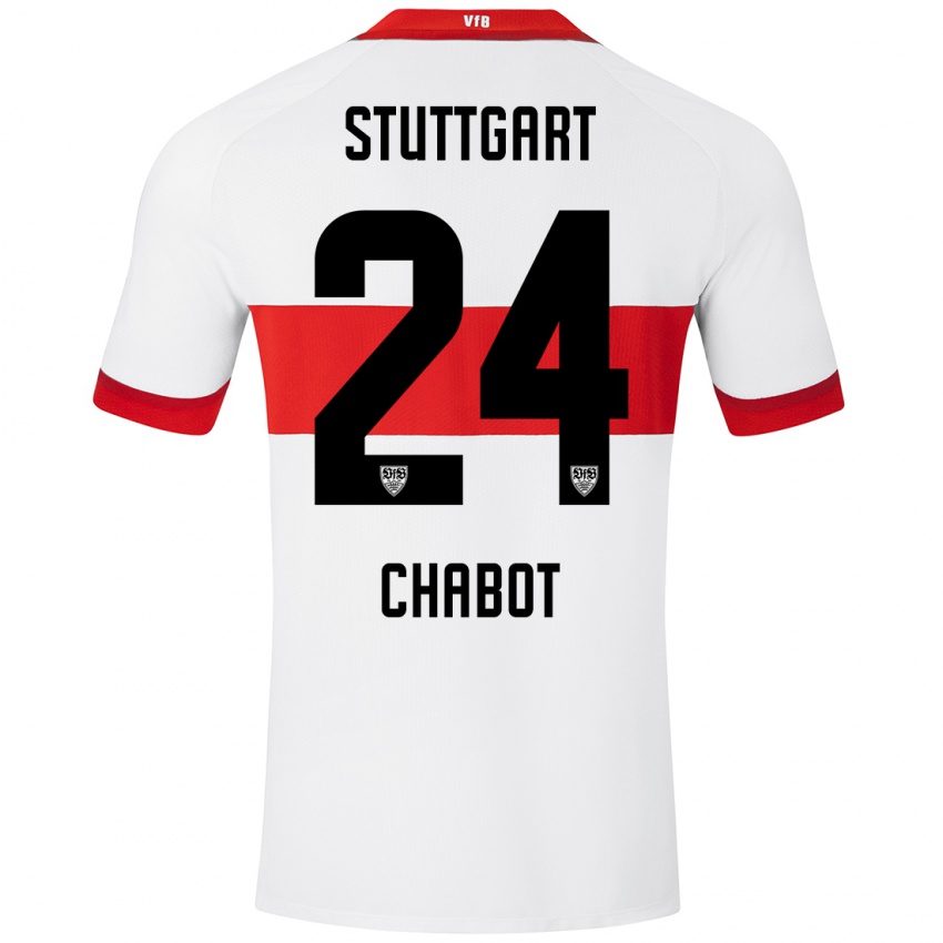 Gyermek Jeff Chabot #24 Fehér Piros Hazai Jersey 2024/25 Mez Póló Ing