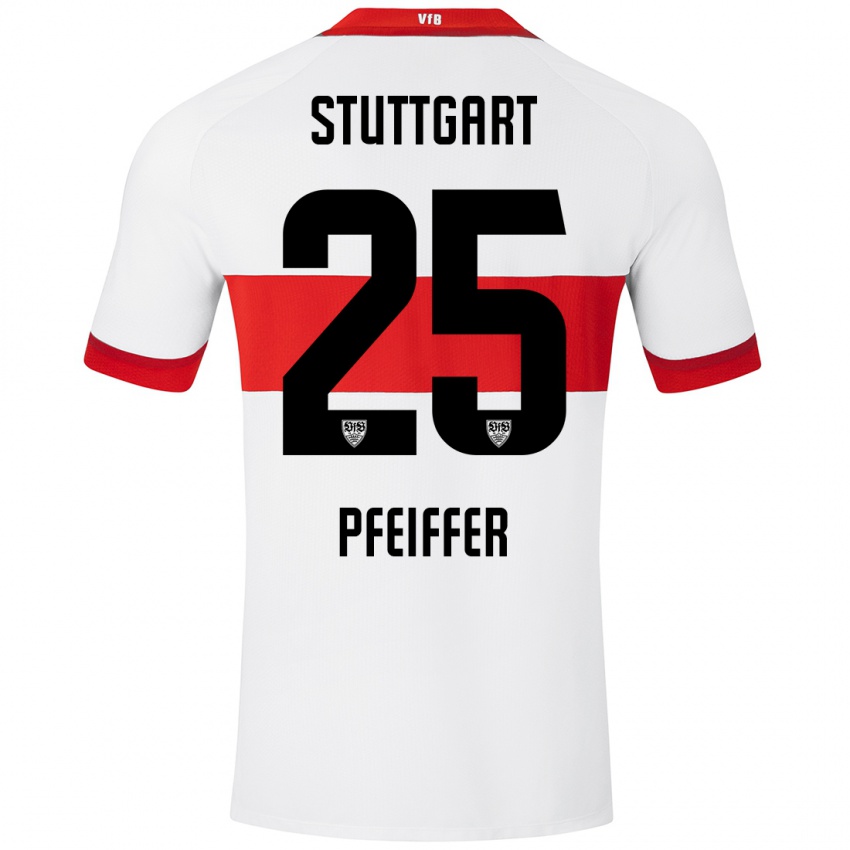 Gyermek Luca Pfeiffer #25 Fehér Piros Hazai Jersey 2024/25 Mez Póló Ing