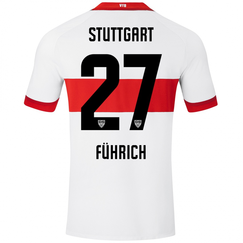 Gyermek Chris Führich #27 Fehér Piros Hazai Jersey 2024/25 Mez Póló Ing